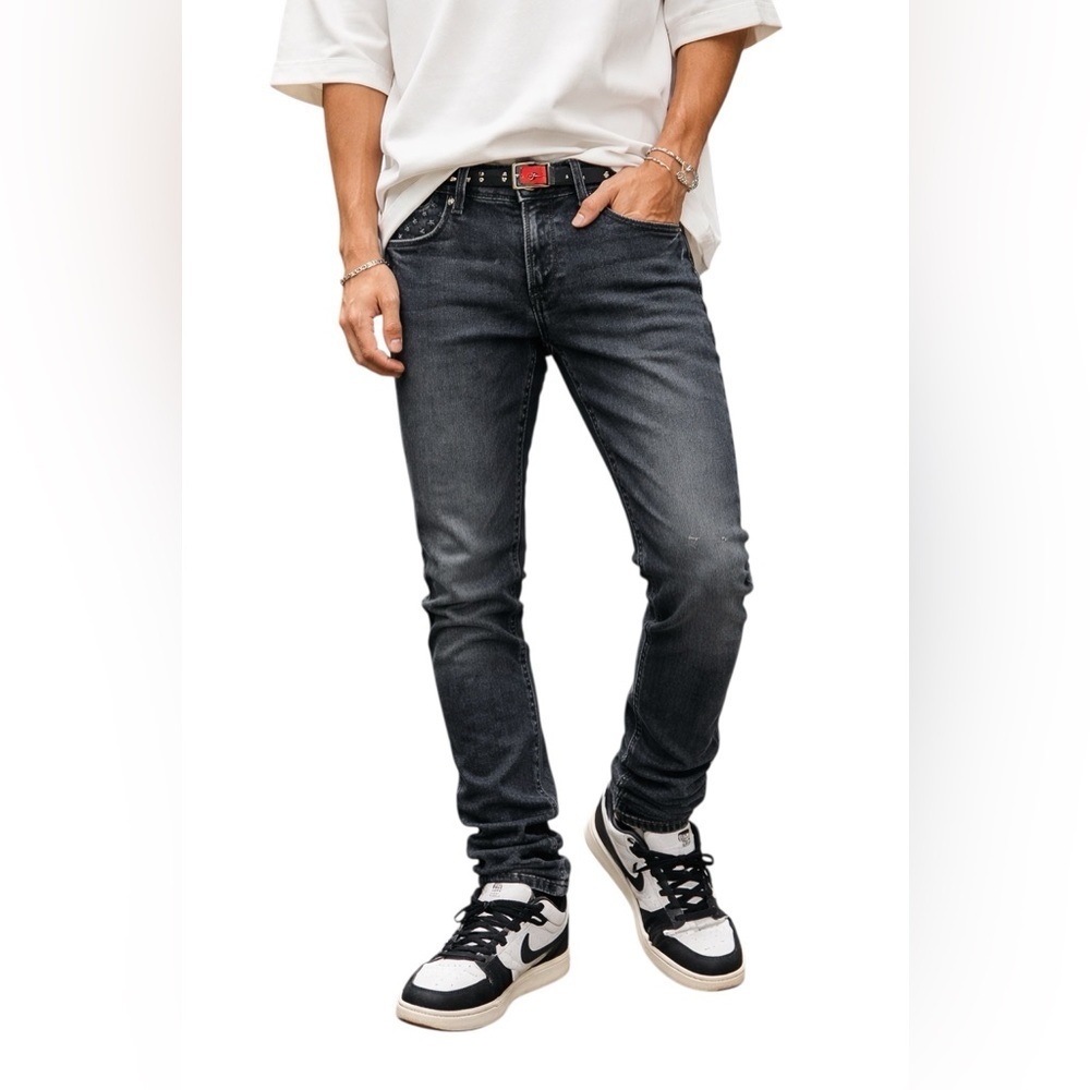 Supreme Slim Straight Jeans Faded Wash Logo Streetwear Denim Men’s Size 34